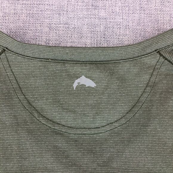 Simms Shirt Long Sleeve V‎ Neck Women's Small Green Mini Stripe Performance Fish - Picture 10 of 12